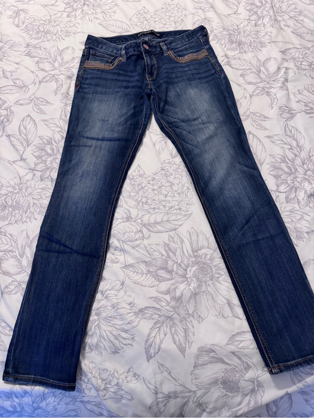 Express, Dark Blue Women's Ankle Skinny Stella Low Rise Jeans